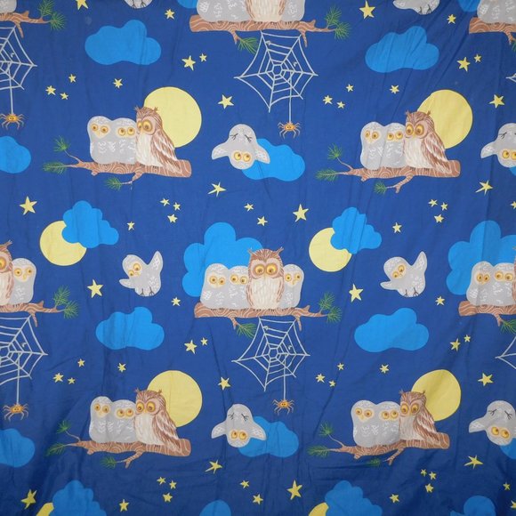 IKEA Vandring Uggla Twin Duvet Cover & Pillowcase Blue Moon Owls Clouds Spider - Picture 3 of 10